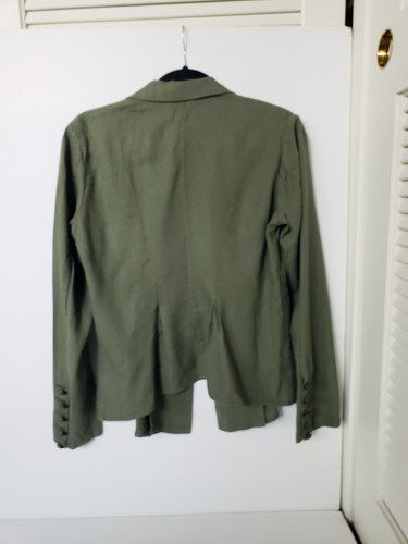 Free People Linen Blend Military Style Lightweight Green Blazer Jacket Size S - Picture 3 of 13