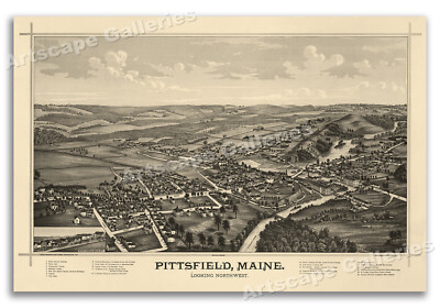 Pittsfield Maine 1889 Historic Panoramic Town Map - 20x30