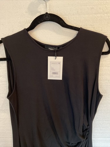 Theory dress women large Round Neck sleeveless Black Rubric Draped Tank New $185 - Picture 3 of 11