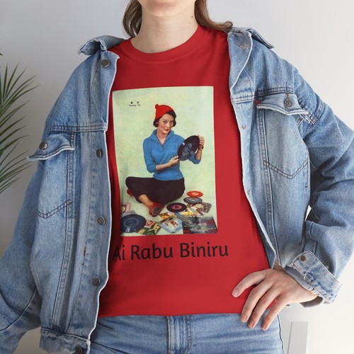 Japanese Young Woman Record Collector Ai Rabu Binīru T-Shirt, Music Lover Gift, - Picture 107 of 109
