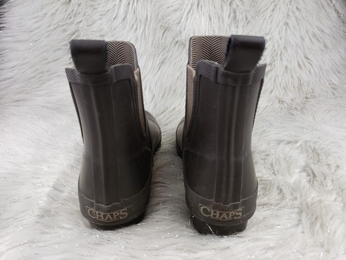 CHAPS Chocolate Brown Slip On Casual Rain Water Boots Womens Size 6 B - Picture 4 of 6