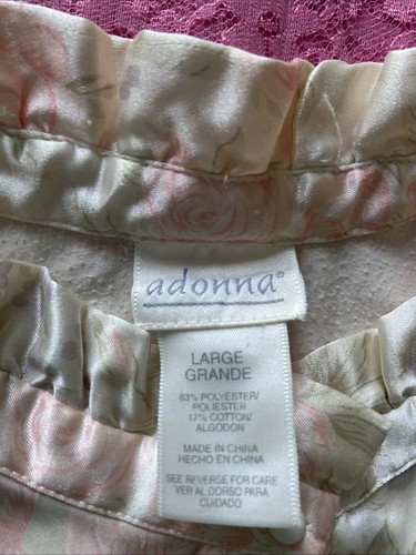 Vintage Adonna Floral Satin Long Sleeve Nightgown Size Large - 第 4/5 張圖片