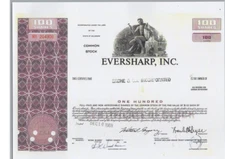 EVERSHARP INC.....1969 COMMON STOCK CERTIFICATE