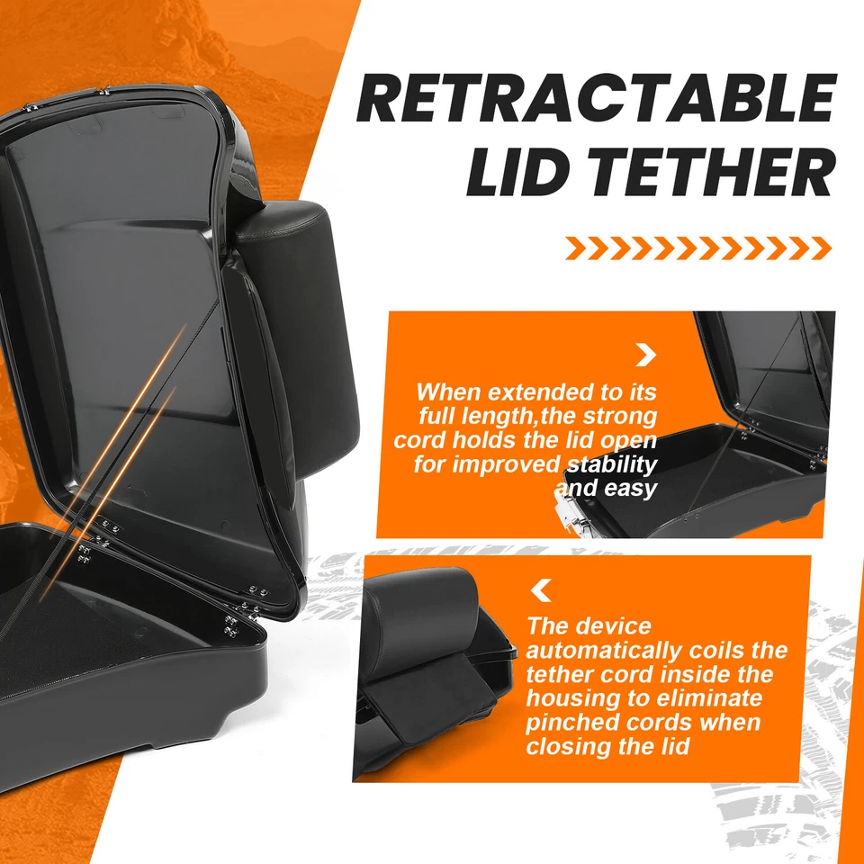 5.5" Razor Pack Trunk Backrest For Harley Davidson Touring Street Road Glide 14+ - Image 4 of 4