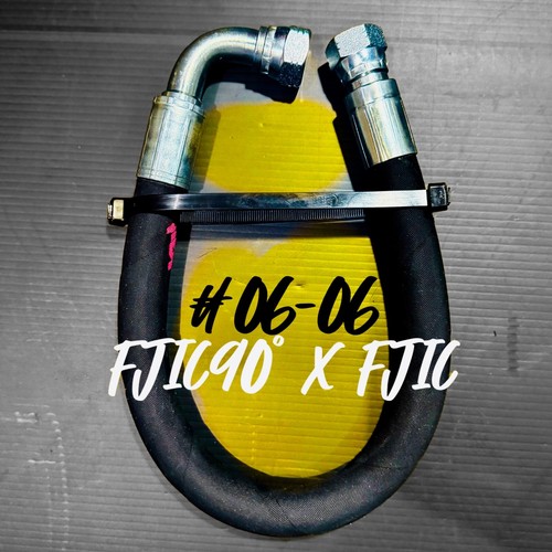 3/8” x 12” Hydraulic Hose Assembly with 3/8 FEMALE JIC #6 Ends (Straight/90°)