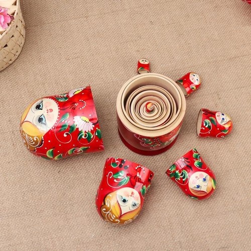 Matrioska da 7 pezzi (23 cm) dipinto a mano Матрешка 7 мест 23см. - Photo 3/4