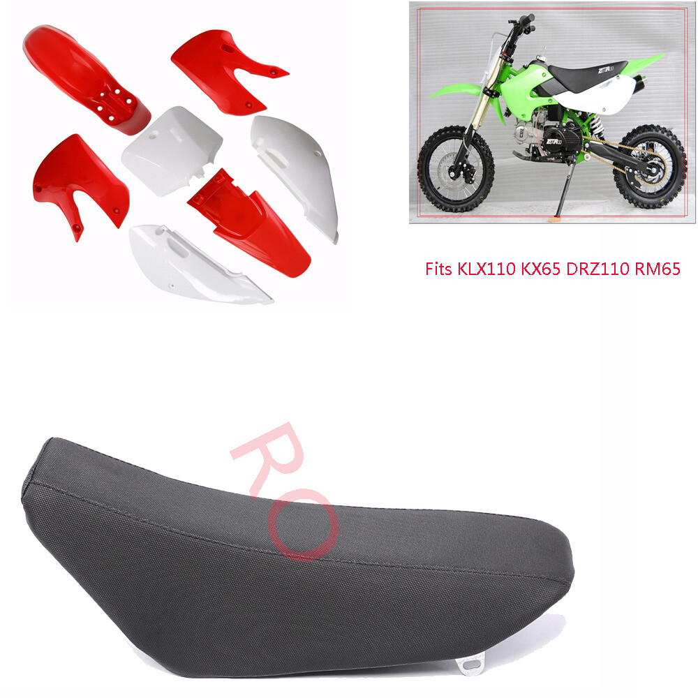 Red Plastics Kit Seat For Kawasaki KX65 KLX110 Pit Dirt Bike 125cc