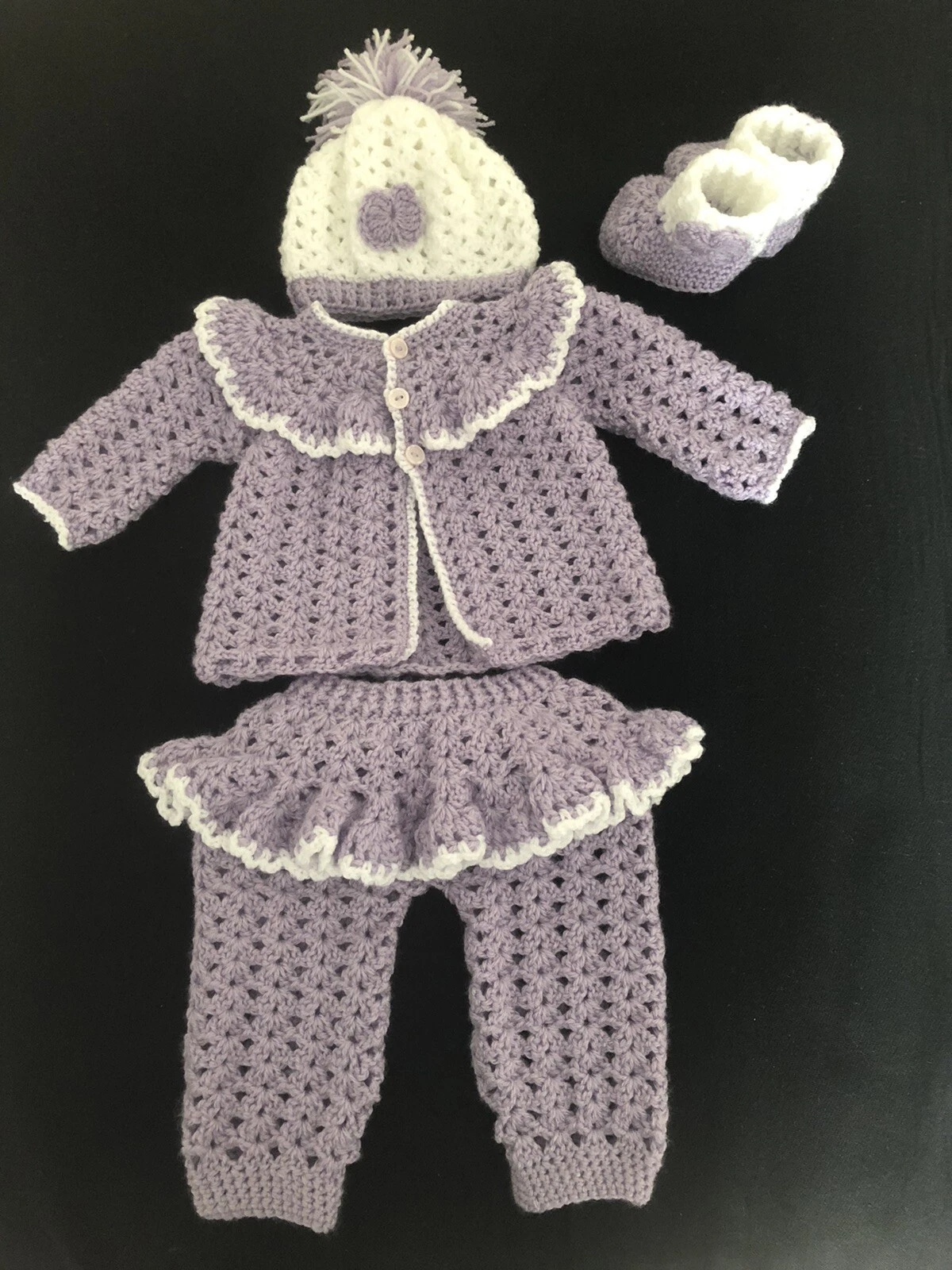 Handmade a Uncinetto Crochet Caldo E Comodo 0-6 Mesi Bambino Bambina Vestiti