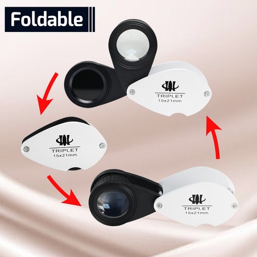 15X Foldable Loupe with Jadeite Filter & 21mm Triplet Lens for Jewelry, Coins - Picture 8 of 9