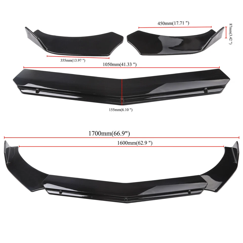 For 328i 335i E90 E60 Front Bumper Lip Spoiler Splitter Body Kit Side Skirt US - Image 2 of 4