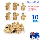 <!--F#f_0-->10pcs Hydraulic Grease Nipple Metric M6 Brass Zerk Fitting Caps Kit Set for Car<!--F/-->