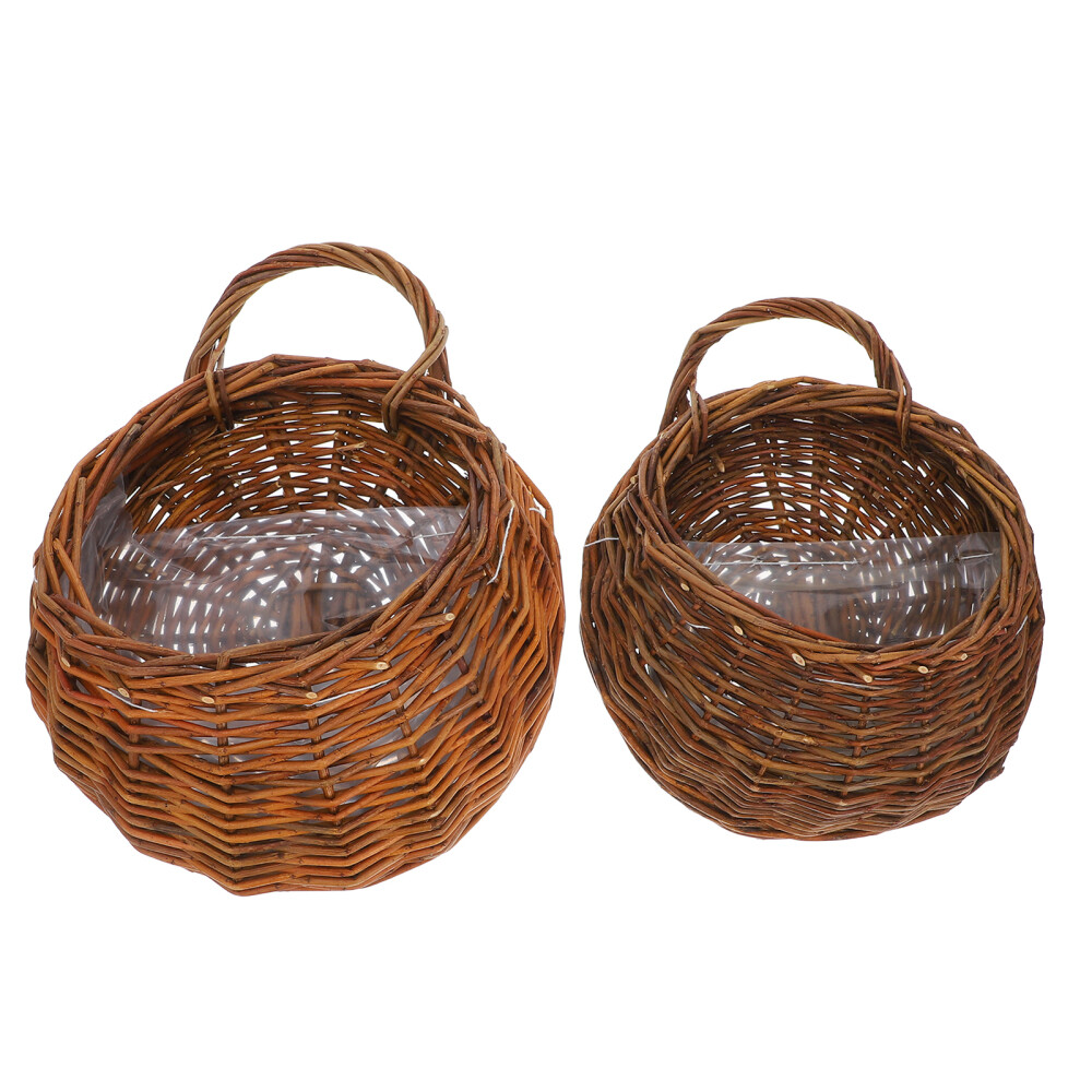 2 Pcs Wall Basket Rattan Hanging Flower Pot Girl Indoor Plants