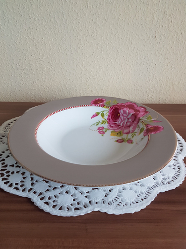 4x Pastateller Pip Studio Big Flower Khaki Porzellan 26,5 cm Suppenteller NEU - Bild 6 von 9