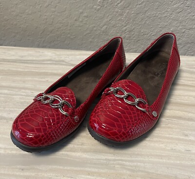 Vionic Orthaheel Charm Alda Women's Red Croco Patent Loafer Size 6.5