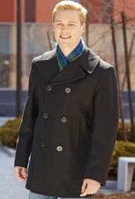 Sterlingwear Men's Authentic Wool Blend Black Peacoat Made in USA