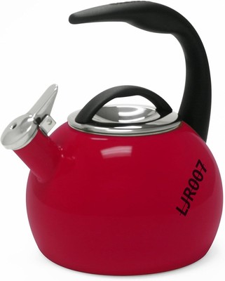Anniversary Enamel on Steel Whistling Tea Kettle, 2 quart (Chili Red)