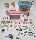 VTG Barbie 2002 Living in Style Assorted Kitchen Playset Lot Food Chairs Stove