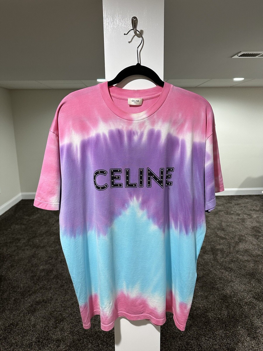 Celine x Hedi Studded Logo Tie Dye SS21 Dancing Kid T-Shirt Celine x Hedi Studded Logo Tie Dye SS21 Dancing Kid T-Shirt