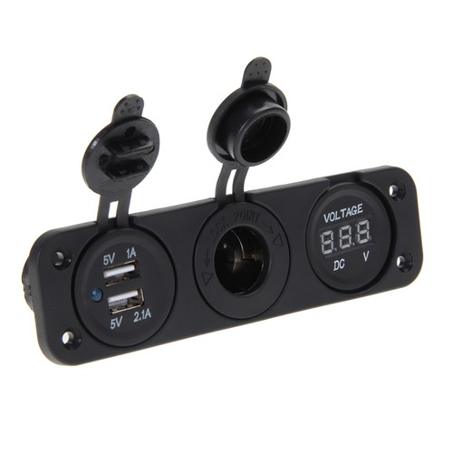 Car Dual Cigarette Lighter Socket 2 USB Adapter Charger Digital Voltmeter 12V UK