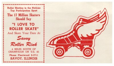 Vintage Roller Skating Rink Sticker Savoy IL rs1