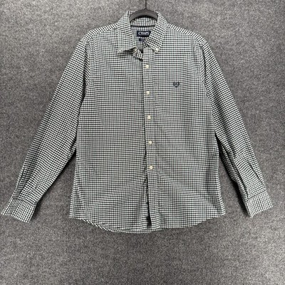 Chaps Shirt Womens M Blue Plaid Button Up Oxford Office Academia Prep Old Money