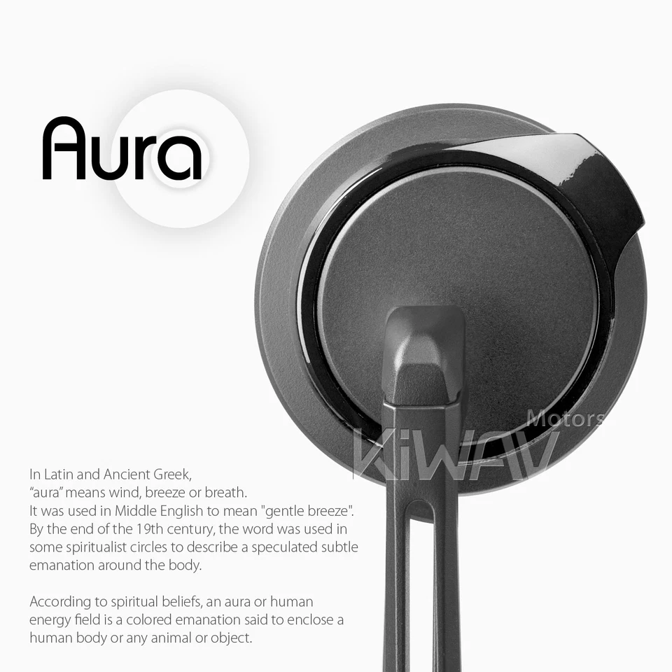 Espejos retrovisores de extremo de barra de peso pesado delgado AURA redondo negro se adapta a la mayoría de las motocicletas Harley Foto 4 de 4