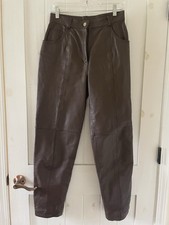 Vtg 90s Together Brown Leather High Rise Tapered Leg Pants Jean Womens Size 6