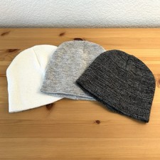 3 pack Beanie Kids Hats white, light grey and dark grey 4yrs 