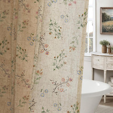 Floral Farmhouse Vintage Linen Shower Curtain, 72x72, French Country Style