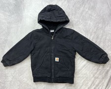 Carhartt Black Hooded Jacket Quilted Youth Size Small 7/8 