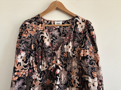 Seed Ladies Dress Size 12 Floral Shirred Mini Long Sleeve Ruffle Cotton RRP $149 - Picture 10 of 18