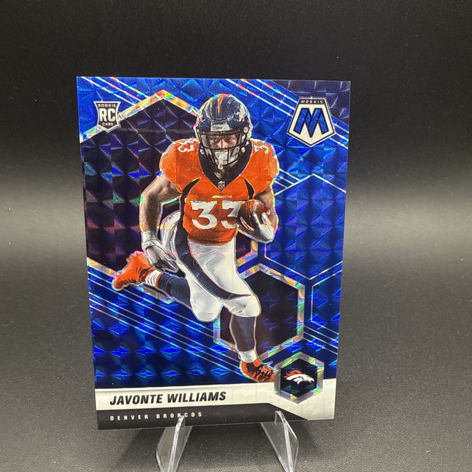 2021 Panini Mosaic Javonte Williams RC /99 Blue Mosaic Prizm #315