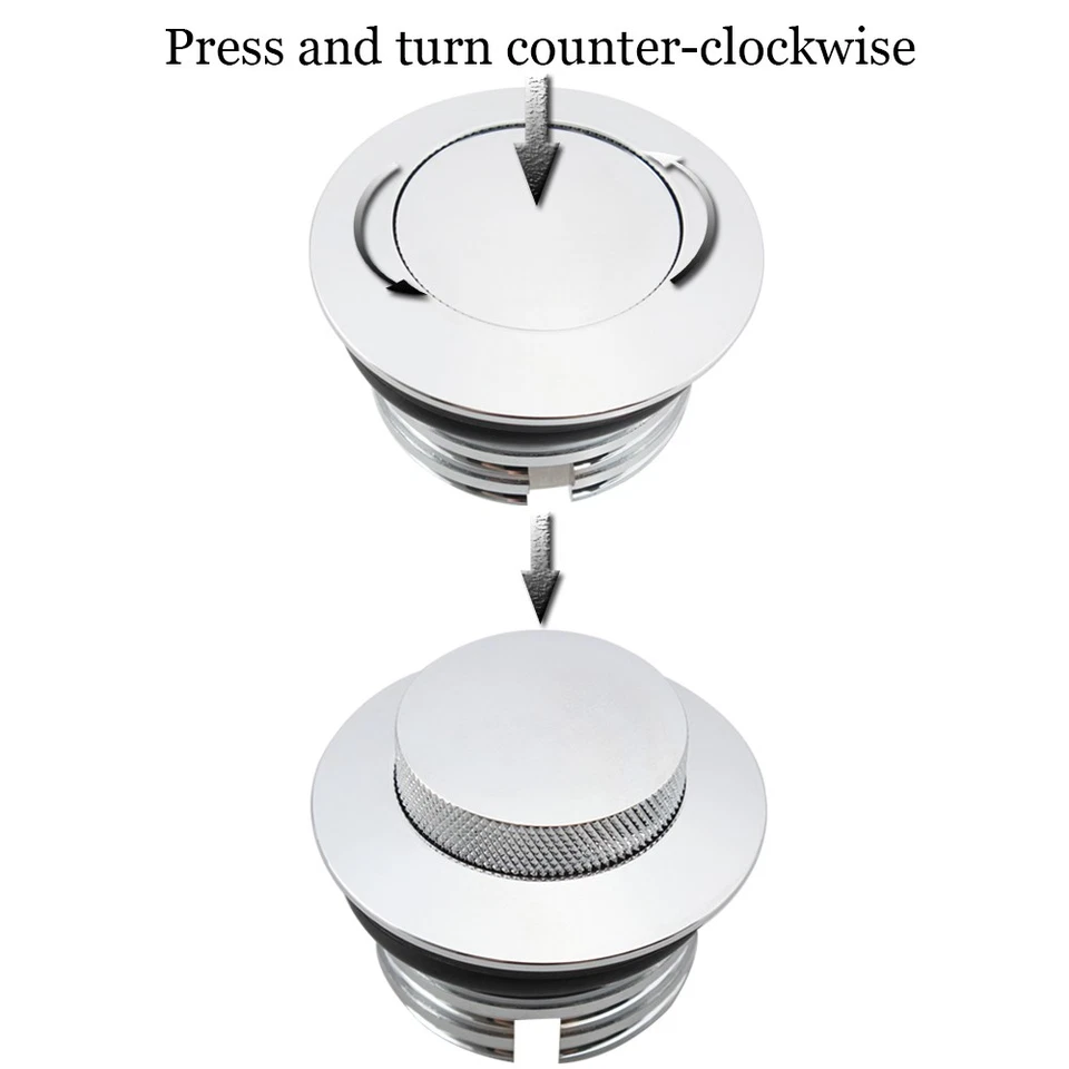 2X Tapa de gasolina con tanque de combustible ventilado emergente de montaje empotrado cromado para Harley Touring XL Dyna Foto 3 de 4