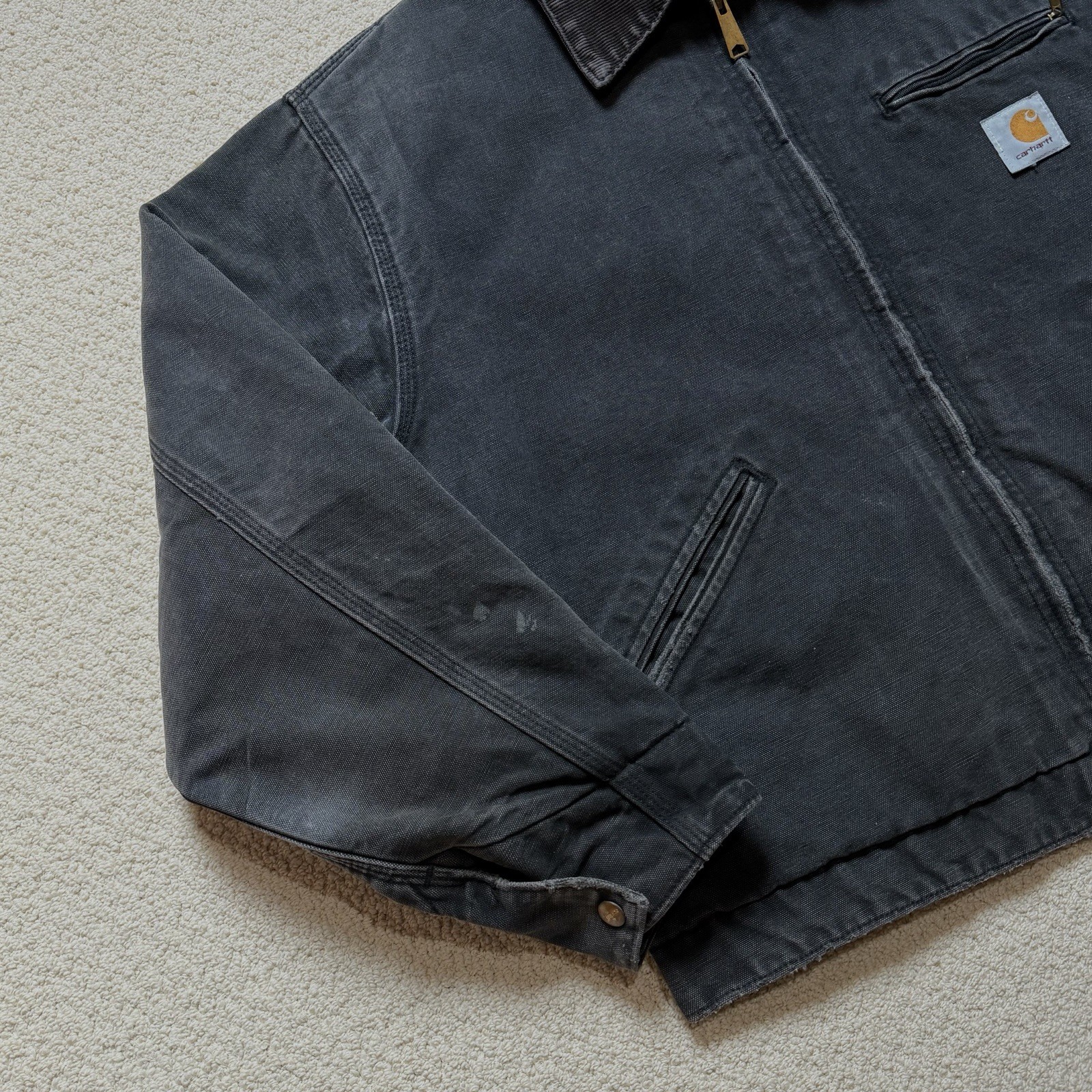 Vintage Carhartt J97 BLK Detroit Jacket Faded Blanket Lined Size 44 Medium J01 thumbnail 3