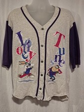 Vintage Bugs Bunny Taz Baseball L Jersey Shirt Looney Tunes graphic 90s movie t