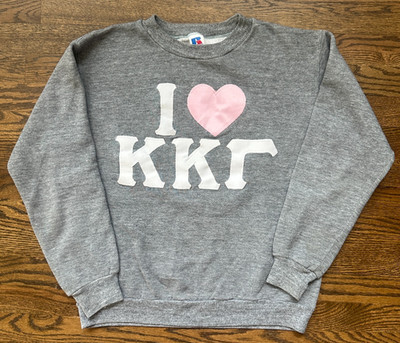 Kappa Kappa Gamma Crew Ash Sweatshirt Sewn Letter Display 90s Retro Sorority USA