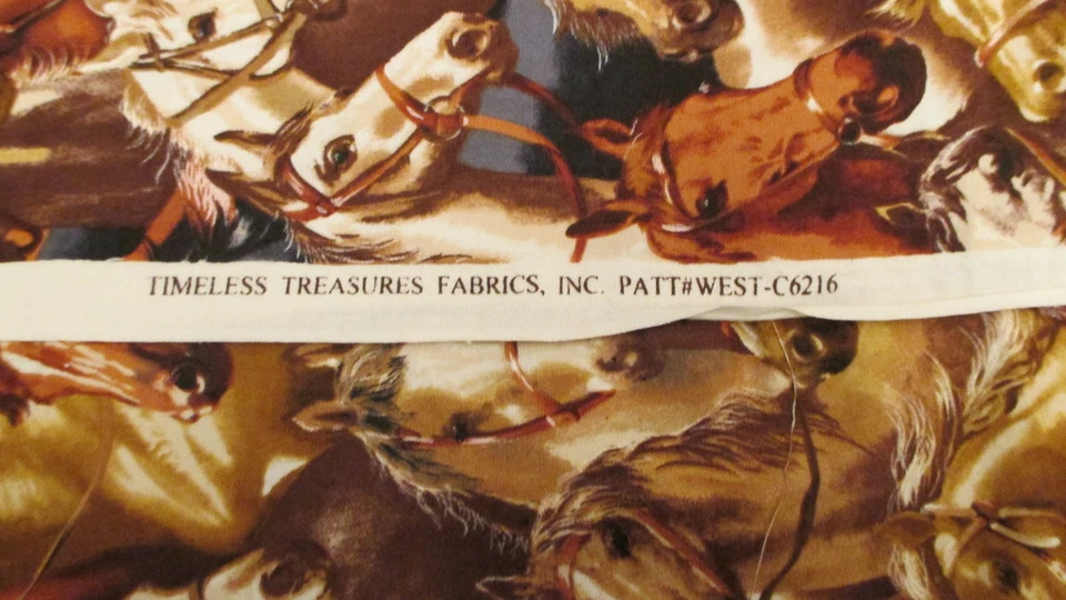 Cotton Fabric Timeless Treasures Horse Heads All Over West-C6216 1yd x 42 - Image 2 of 4