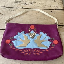 Love Moschino borsa a tracolla viola vintage rara con rondini e fiori in metallo