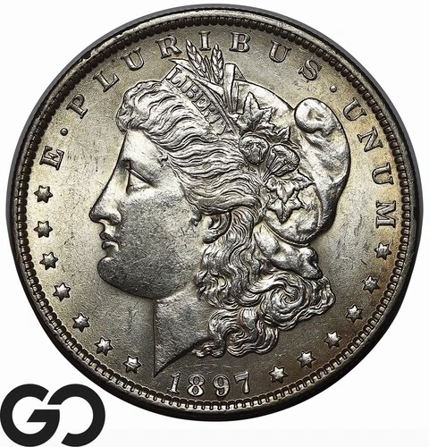 1897 Morgan Silver Dollar Coin, Nice BU++