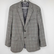 Brooks Brothers Fitzgerald Fit Plaid Wool Blazer Men 44L Gray Sport Coat Jacket