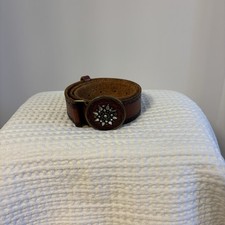 Hand Tooled Leather Embellished Belt, Size M