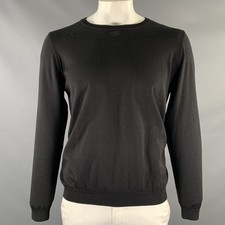 HUGO BOSS Size XL Black Knitted Wool Crew-Neck Pullover