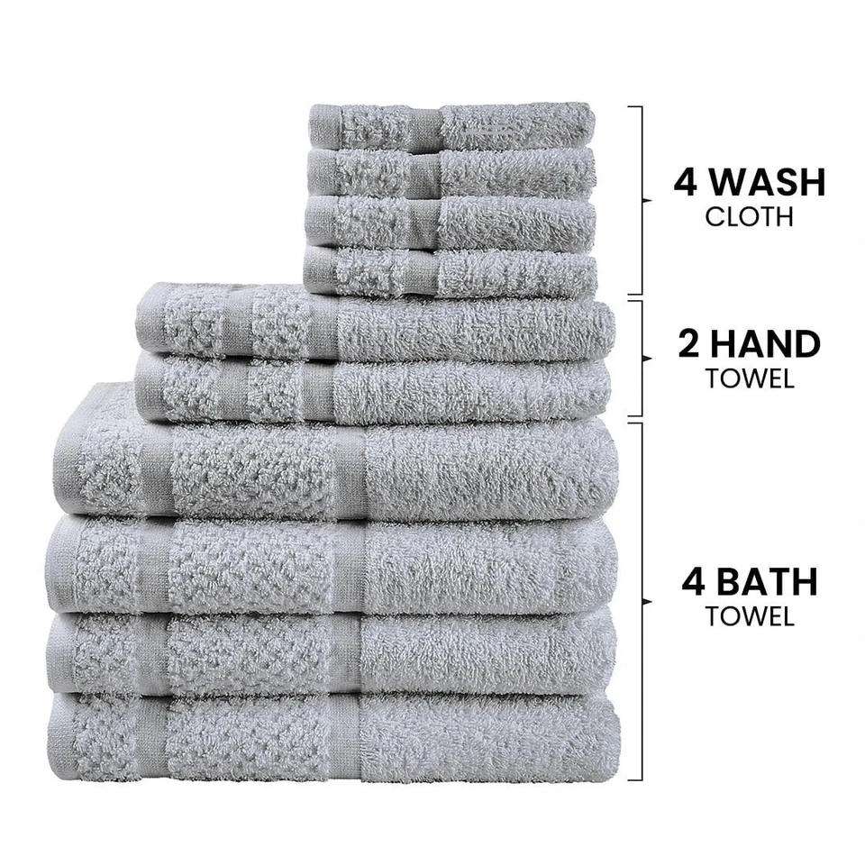 Mainstays 10 Piece Towel Set with Upgraded Softness & Durability, Grey - Image 4 of 4