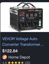 VEVOR 5000VA Step Up/Down Voltage Converter 100-120V/220-240V 6 Outlets