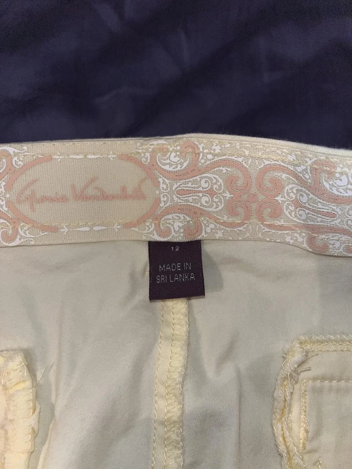 Pantalones Cortos Mujer Talla 12 Gloria Vanderbilt Bermudas Amarillo Denim Jean Vintage Elástico Foto 3 de 4