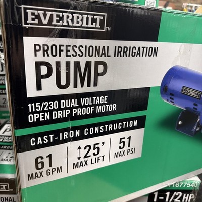 Everbilt 1-1/2 HP Cast Iron Professional Irrigation Pump HDLS15 1.5hp