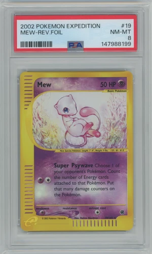 Pokemon EXPEDITION MEW #19 REVERSE HOLO FOIL CARD PSA 8 NM-MT