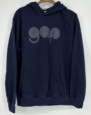 トップス navy ROGO hoodie / ans dotsloevner Retro Gap Spell Out Hoodie Sweatshirt Hooded Medium Navy Blue