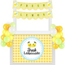 43 Pcs Lemonade Stand Supplies 45" x 31" Tablecloth, 2 Fresh Lemon Garland, 4...