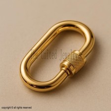 925 Silver Carabiner Lock Connector  Plain Oval Screw Clasp  Charm Lock